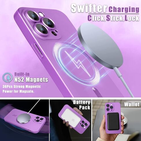 Magnetic for iPhone 12 Pro case, [Detachable Lens Protector] with Full Camera Protection Shockproof Matte Slim Soft Compatible with Magsafe Phone case for iPhone 12 Pro 6.1'', Pink in Saudi Arabia