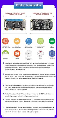 كمبيوتر Youyeetoo LubanCat Zero N Singal Board - مثل Raspberry Pi Zero Form Factor - Onboard 1 GbE، Mini HDMI -Debian Ubuntu للبوابة الذكية NAS AIoT - ذاكرة وصول عشوائي 1 جيجابايت in Kuwait