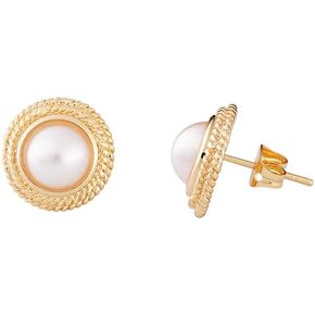 Magna Bijoux 14K Gold Plated Brass Simulated Pearl Stud Earring