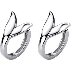 Fish Tail Mermaid Tiny Sleeper Hoop Earrings for Women Girls S925 Sterling Silver Small Cute Cartilage Tender Shoot Personalized Piercing Ear Jewelry Fashion Gifts Hypoallergenic