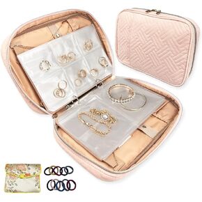 KOLODOGO Jewelry Organizer Case Jewelry Travel Storage Boxes Portable Zipper Pouch Storage Bag for Necklaces, Earrings, Rings, Bracelets, with Jewelry Silk Gift Bags