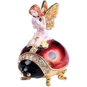 Snail Trinket Box Jewelry Box Hand Painted Decorative Box with Hinged Lid Ring Earring Holder Insect Figurine Collectible