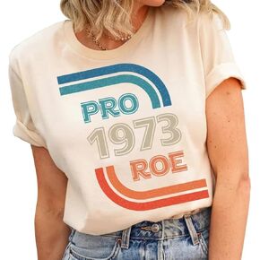 برو 1973 رو تي شيرت للنساء برو اختيار النسوية خمر تي شيرت حماية رو الخامس واد إلكتروني طباعة الصيف ملابس علوية غير رسمية in Kuwait