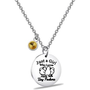 PLITI Chicken Gift Crazy Chicken Lady Gift Chicken Mom Gift Just A Girl Who Loves Tiny Peckers Necklace For Chicken Lover