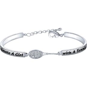 FEELMEM Tennis Jewelry Tennis Girl Gift Never Underestimate A Girl With A Tennis Racket Bracelet Athlete Sport Jewelry Gift for Tennis Player Tennis Team Tennis Coaches in Saudi Arabia