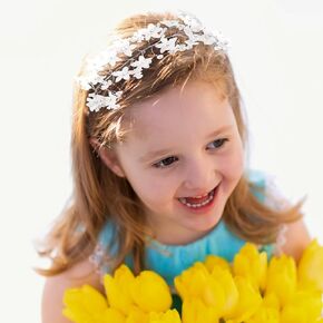 Flower Girl Headpiece Crystal Pearl Headband for Women Wedding Accessories Silver Flower Girl Headband, Princess Crown for Flower Girls Hair Accessories for Birthday Halloween Tiaras for Women