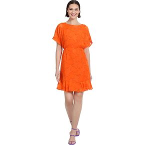 Donna Morgan Women's Boat Neck Kimono Sleeve Ruffle Hem Dress in Kuwait