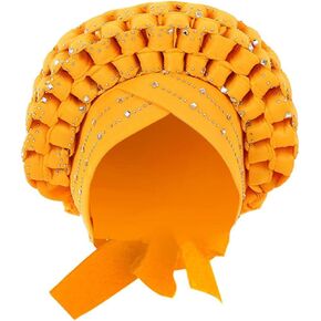 African Braid Turban, Headwear, Sequin, Head Wrap Knot Hat Headscarf for Wedding in Kuwait