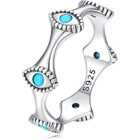 Evil Eye Ring S925 Sterling Silver Dainty Turkish CZ Evil Eye Signet Ring Blue Mal De Ojo Energy Protection Evil Eye Jewelry Gift for Women
