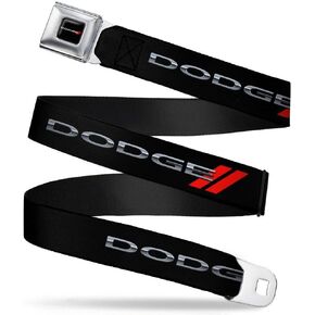 Buckle-Down Seatbelt Belt - Dodge Red Rhombus REPEAT - 1.5" Wide - 24-38 Inches in Length