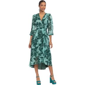 Donna Morgan Women's 3/4 Sleeve Wrap Midi Dress