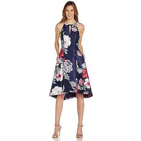 Adrianna Papell Women's Printed Mikado High Low Dress