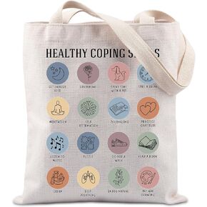 TIIMG Healthy Coping Skills Tote Bag Counselor Handbag Mental Health Awareness Gift Therapist Gift