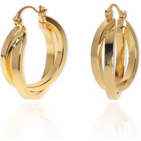 Sonateomber Chunky Gold Hoop Huggie Earrings for Women Girls – Large Sparkly Rhinestone Crystal Circle Hoops Hypoallergenic Statement Wedding Bridal Prom Jewelry Gift