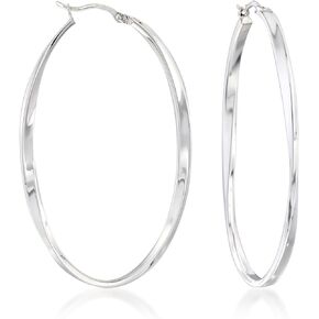 Ross-Simons Sterling Silver Oval Twist Hoop Earrings