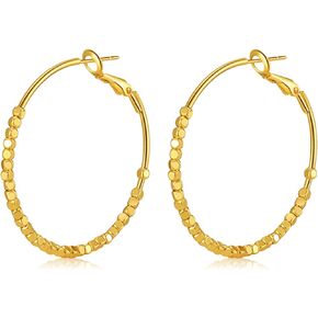 Gold Hoop Earrings 18K Gold Plated Hoop Earrings for Women 925 Sterling Silver Hypoallergenic Big Hoops Earring Large Hoops Earring Trendy Gold Jewelry for Women Men Girls