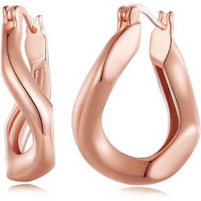 BISAER Sterling Silver Twisted Hoop Earrings for Women Hypoallergenic Small Sleeper Tragus Hoop Earrings Cartilage Jewelry Gifts