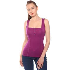 قميص نسائي من AmélieBoutik برقبة مربعة بدون أكمام ورقبة مربعة Henley