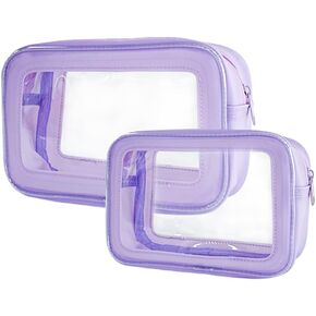 ONEART 2Pcs Clear Colorful Floral Makeup Toiletry Bag Multipurpose Travel Carry Cosmetic Organizer Transparent Storage Bag