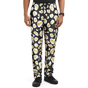 Men’s Eggspected Print Chef Pant (XS-3X) | Traditional Baggy Fit, 100% Cotton, Elastic Waist