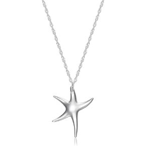 MORGAN & PAIGE 925 Sterling Silver Starfish Pendant Necklace With 18" Cable Chain