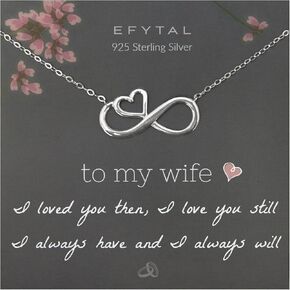 EFYTAL Valentines Day Gift for Girlfriend or Wife, 925 Sterling Silver Infinity and Heart Necklace For Her, I Love You Jewelry Gifts for Women, Romantic Gift Ideas, Forever Valentine in Kuwait