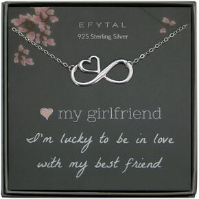 EFYTAL Valentines Day Gift for Girlfriend or Wife, 925 Sterling Silver Infinity and Heart Necklace For Her, I Love You Jewelry Gifts for Women, Romantic Gift Ideas, Forever Valentine