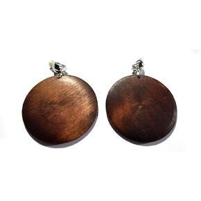 Clip-on Earrings Bohemian Wood Earrings Circle Hoop 2.5 inch