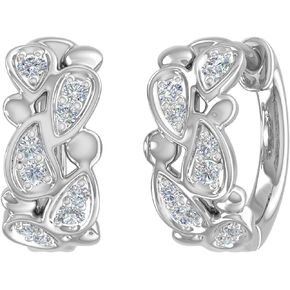 1/4 Carat Diamond Hoop Earrings in 10K Gold