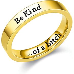 HUASAI Be Kind of a B Ring للنساء Be Kind Ring الفولاذ المقاوم للصدأ حلقة ملهمة حلقة تحفيزية لأفضل صديق هدايا الصداقة