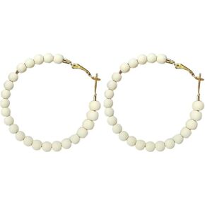 Colorful Boho Circle Round Beaded Hoop Earrings Vintage Minimalist Chic Dangle Earrings for Women Girls Statement Jewelry