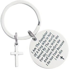VALAFO Baptism Keychain Gifts for Women I Am The Daughter of A King Adult Baptism Key Chain