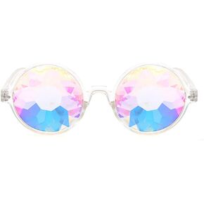 Armear Women Kaleidoscope Rave Rainbow Glasses Prism Mirrored Lens for Festival Party Costume