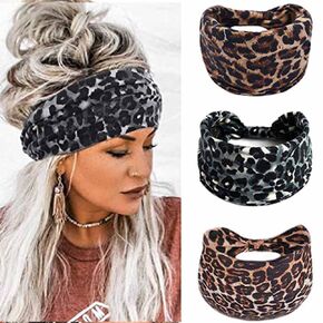 YBSHIN Boho Wide Headbands Stripe Head Wraps Knoted Hair Wears Turban Yoga Sweatbands Elastic Floral Printed Head Scarfs Stretch Cloth Hair Bands for Women and Girls 3Pcs (A)