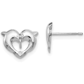 Jewels By Lux 14k White Gold Madi K Screwback Dolphins Post Earrings
