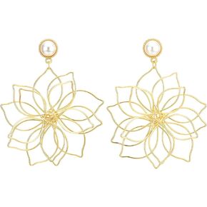 Exquisite Large Statement Earring Flower Stud with Synthetic Pearl, Party Event Dress Banquet