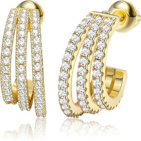 ZELORES 14k Gold Plated Chunky Hoop Earrings for Women Cubic Zirconia Split Hoop Earrings Lightweight Open Hoop Earring Gold Silver Thick Huggie Hoop Earrings