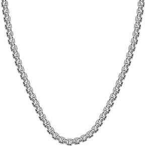 Savlano 925 Sterling Silver Italian Solid Round Box Rhodium Plated 3.8mm Chain Necklace Comes With Gift Box for Women & Men - Made in Italy