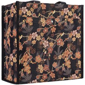Signare Tapestry Shoulder Bag Shopping Bag for Women with Ume Sakura Design with Japanese Style
