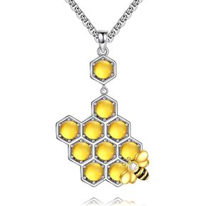 قلادة على شكل قرص العسل من AXELUNA من الفضة الإسترلينية قلادة هندسية على شكل سداسي للنساء هدايا مجوهرات in Kuwait