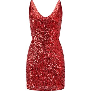Women's Sequins Sleeveless V-Neck Mini Dresses
