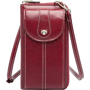 FOXLOVER Leather Small Crossbody Bags for Women RFID Blocking Cell Phone Purse with Credit Card Slots Wallet Shoulder Bag