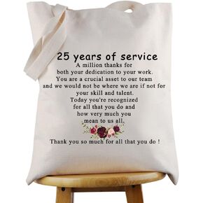 JNIAP 25 Years Work Anniversary Present 25 Years Of Service Tote Bag Employee Job Appreciation 25th Years Anniversary Present