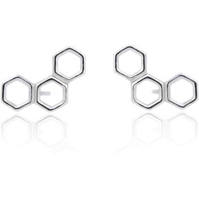 Minimalist Sterling Silver Stud Earrings Lovely Honeycomb Earrings Everyday Jewelry