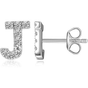 IMOLOVE Moissanite Stud Earrings for Women Letter Stud Earrings Sterling Silver Earrings for Gilrs Initial Earrings for Women