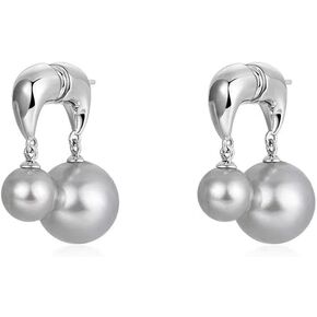 Fenni Jewelry Classic Circle Stud Front and Hollow Design Ball Back, Double Side Crystal Earrings Stud Earrings for Women Bridal