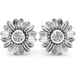 Delicate Daisy Sunflower Stud Earrings with Zircon Crystal Copper Flower Earrings for Women Girls