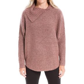 Max Studio Women's Split Neck Ribbed Pullover Sweater