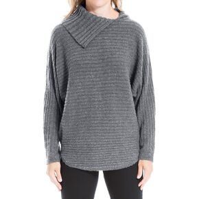 Max Studio Women's Split Neck Ribbed Pullover Sweater