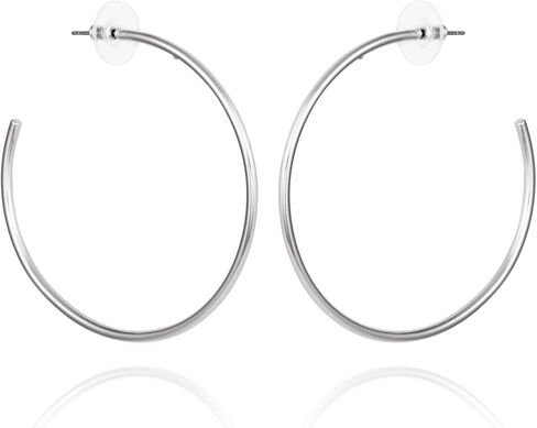 اقراط حلقية كبيرة مفتوحة بلون فضي للنساء من فينس كاموتو، مقاس واحد، نحاس، بدون احجار كريمة, One Size, نحاس أصفر, لا أحجار كريمة in Kuwait